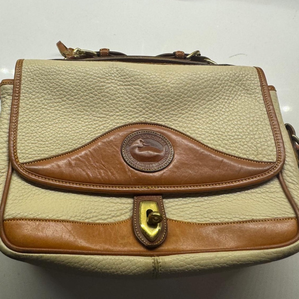 Dooney & Bourke Cream and Brown Leather Shoulder Bag